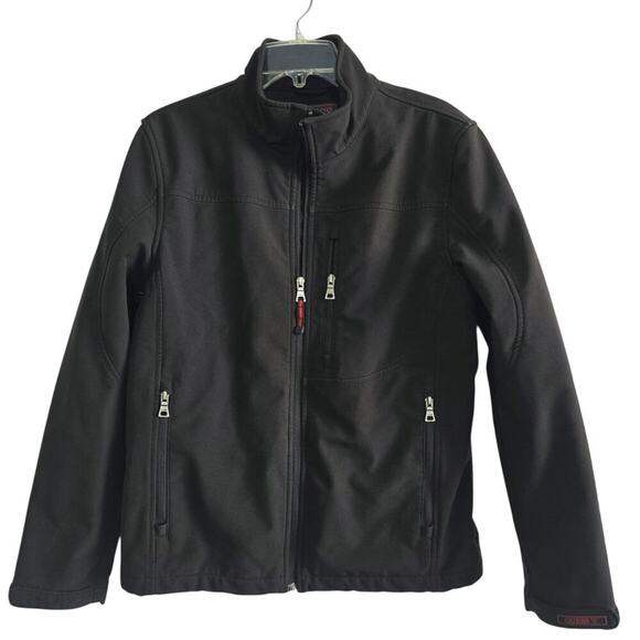 Guess Men's Coat Jacket Mens Solid Zip Up Jacket Softshell Size Medium Black - Picture 1 of 8